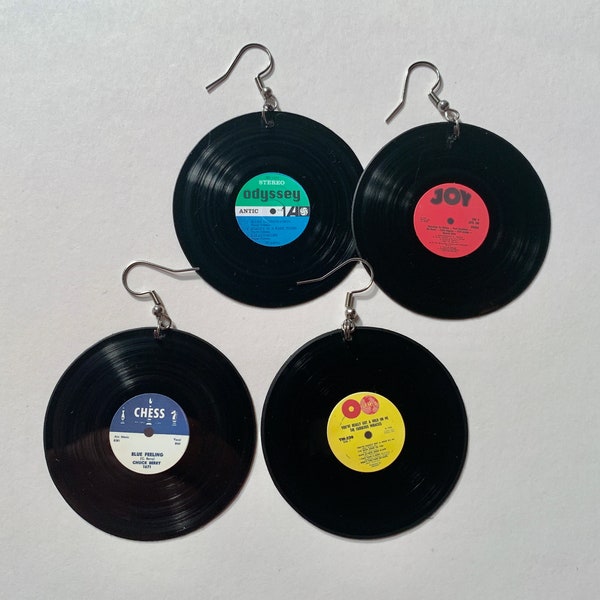 2 pairs for 33,  vinyl record earrings, random labels