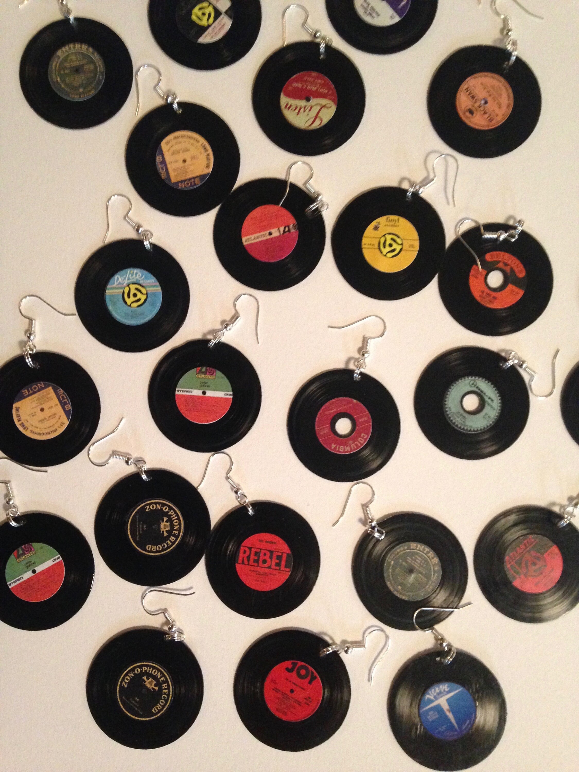 1.5 Vinyl Record Earrings Randomly Paired 78s 45s Etsy
