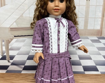 Basketweave…Dark purple Edwardian Dress….fits 18 inch dolls.