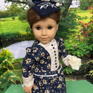 Imperial Elegance… Floral  print jacket and skirt / hat / fits american girl type dolls