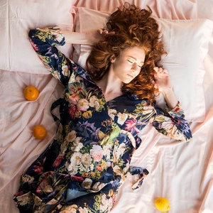 Silk floral robe on sale