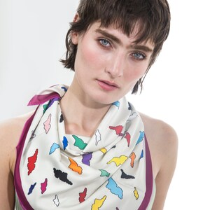 Small Silk Scarf, Square Neckerchief, head scarf, Silk Bandana, Ethnic scarf,
