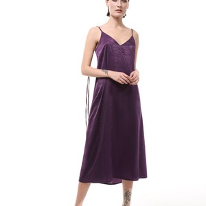 Purple Silk Slip Dress, Silk Cami Dress, Silk Gown, Sleeveless Silk Dress, Satin Midi Dress, Bride wedding dress, Bridesmaid dress