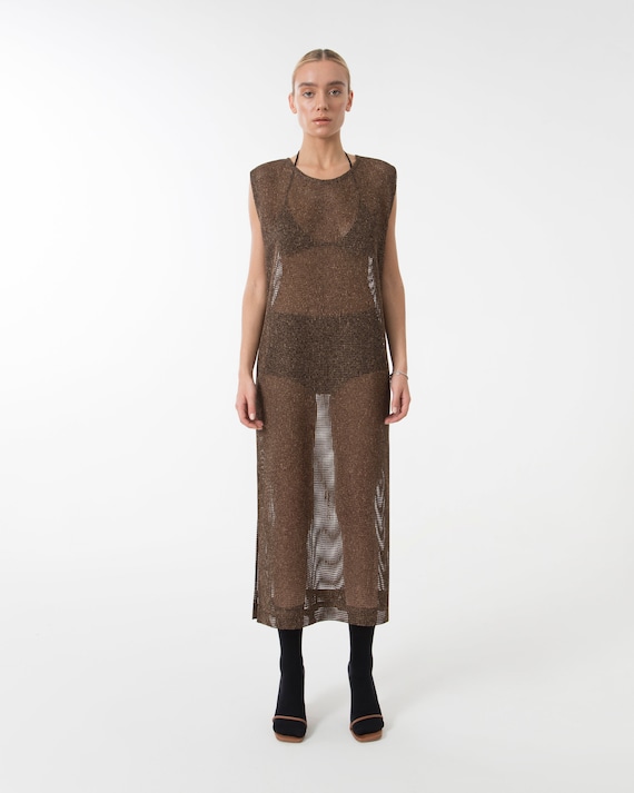 Brown See-through Tube Mesh Dress - Etsy