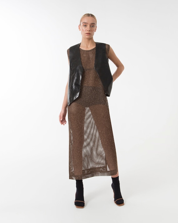 knee length dresses for ladies Brown