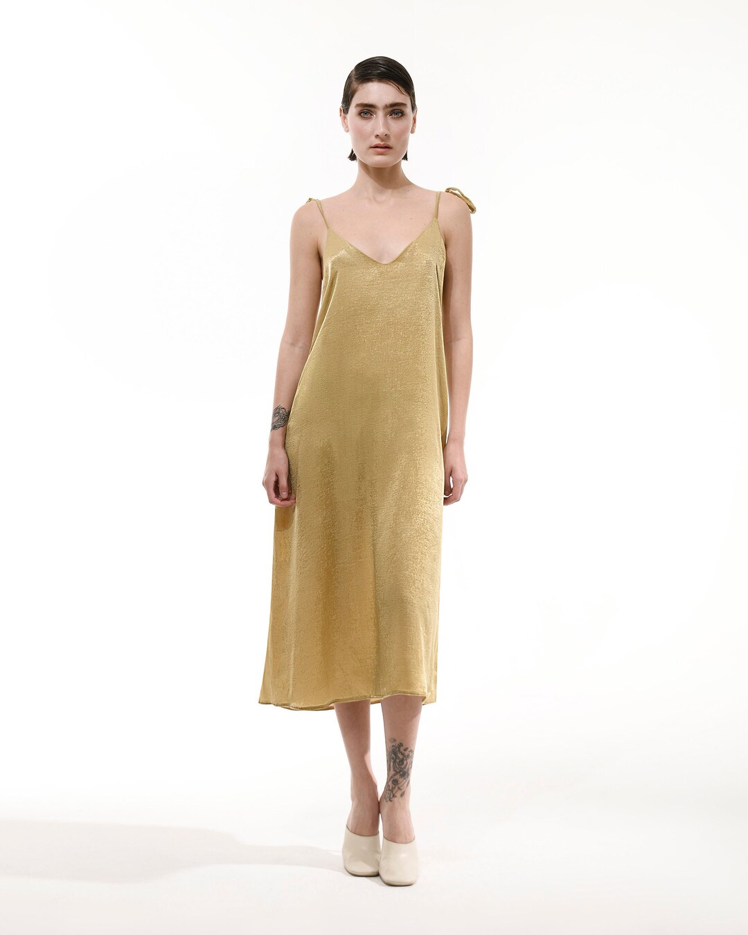 Champagne Gold Silk Dress, Yellow Silk Slip Midi Dress, Silk Cami Dress, Silk  Gown, Sleeveless Silk Dress, Bride Wedding Satin Dress - Etsy
