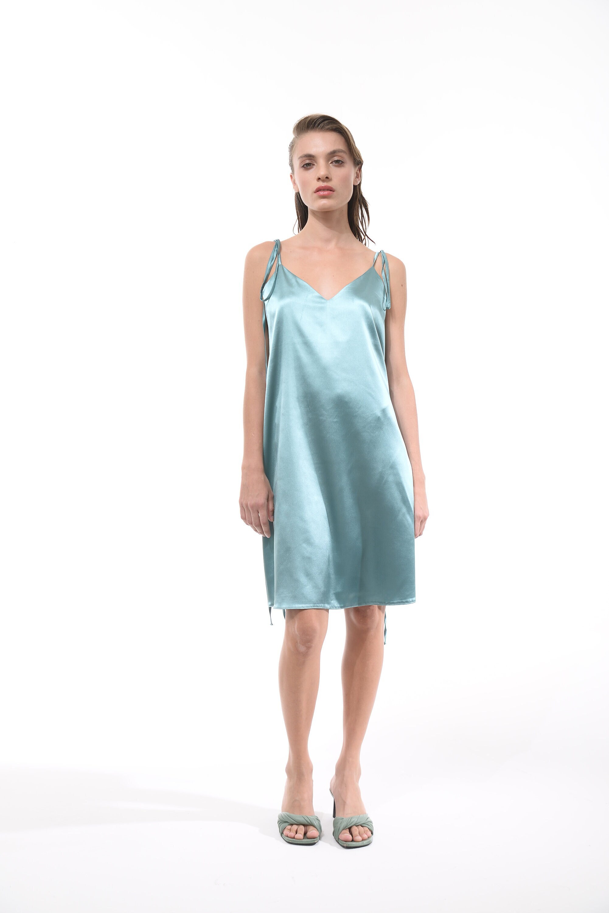 Aqua Blue Silk Slip Dress, Harmony Blue Silk Short Dress, Silk Cami Dress, Silk  Gown, Sleeveless Silk Dress, Bride Wedding Mini Satin Dress - Etsy
