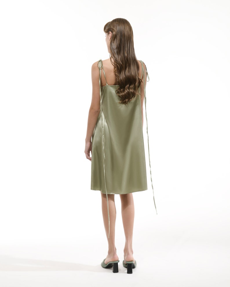 Green Silk Cami Dress Satin Camisole Dress Zara Zara Cami Satin Dress Zara  Satin