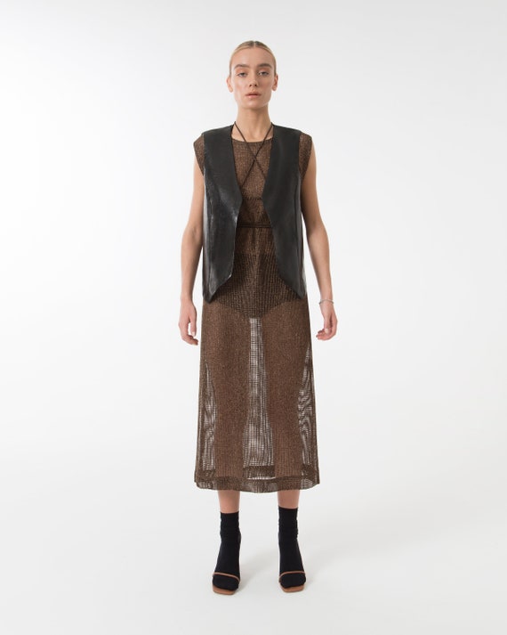 Brown See-through Tube Mesh Dress - Etsy