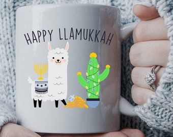 11 oz or 15 oz Coffee mug- Hanukkah - Llama-  Sublimation