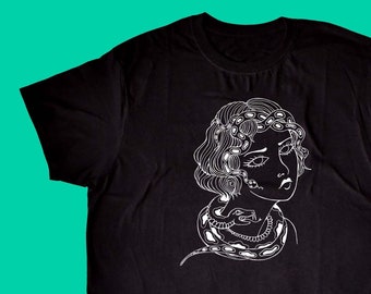 Medusa Black Crew Neck T-Shirt