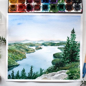 Custom Watercolor Landscape Painting, Hand Painted Personalized Watercolor Painting