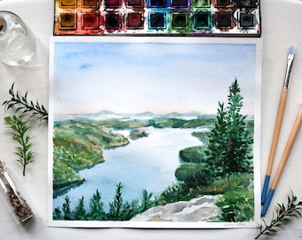 Custom Watercolor Landscape Painting, Hand Painted Personalized Watercolor Painting