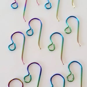 Rainbow Niobium Ear Wires Peacock Colors Ear Wires Hand Colored Niobium Earwires To Make Hypoallergenic Earrings For Sensitive Ears