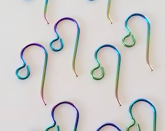 Rainbow Niobium Ear Wires Peacock Colors Ear Wires Hand Colored Niobium Earwires To Make Hypoallergenic Earrings For Sensitive Ears
