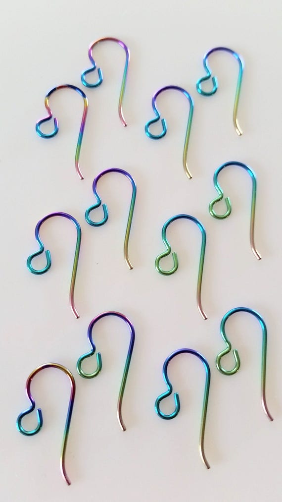Rainbow Niobium Ear Wires Peacock Colors Ear Wires Hand Colored Niobium Earwires To Make Hypoallergenic Earrings For Sensitive Ears