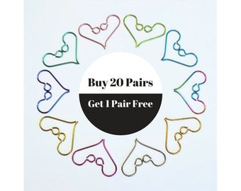 20 Pairs Niobium Hook Ear Wires Plus 1 FREE Pair, Hypoallergenic Earwires, Colors (excl. Rainbow), Nickel Free, For Sensitive Ears