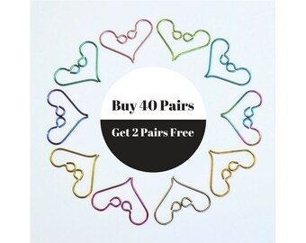40 pairs Niobium Hook Ear Wires + 2 FREE Pairs Colored Earwires (excl. Rainbow) Hypoallergenic Nickel Free for Sensitive Ears