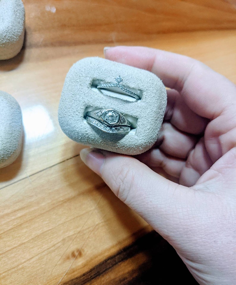 Ring set display set of 6 perfect for marching sets vintage genuine suede