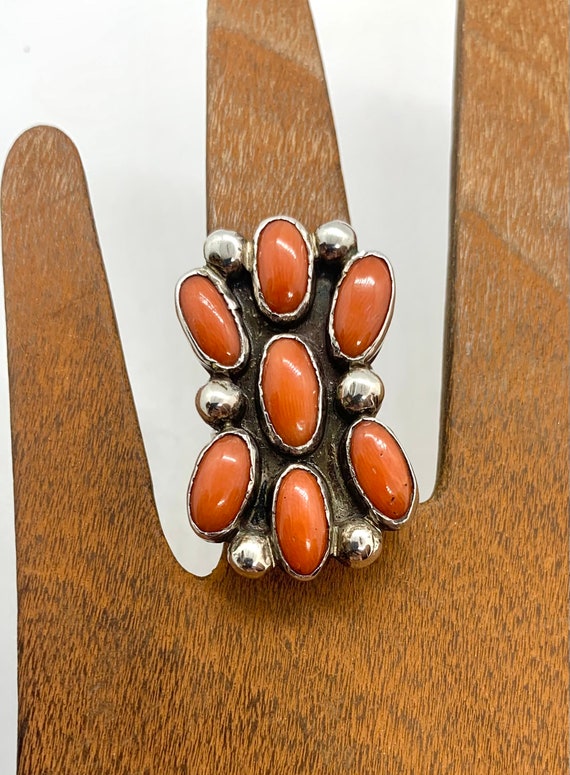Vintage Navajo Sterling Silver Natural Red Coral