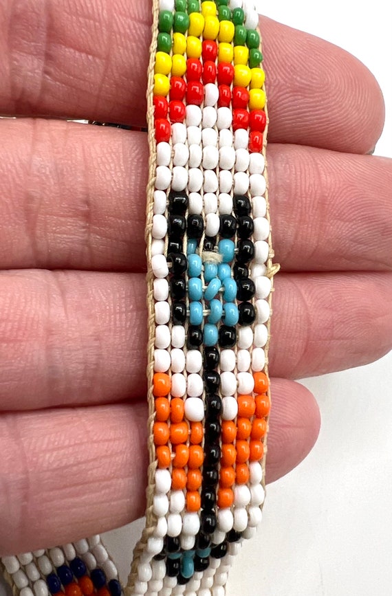 Antique Navajo Handmade Multicolored Seed Bead Th… - image 10