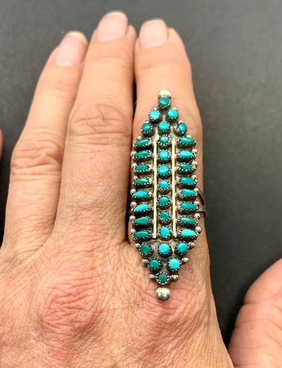 Vintage Zuni Large Sterling Silver Turquoise Multi