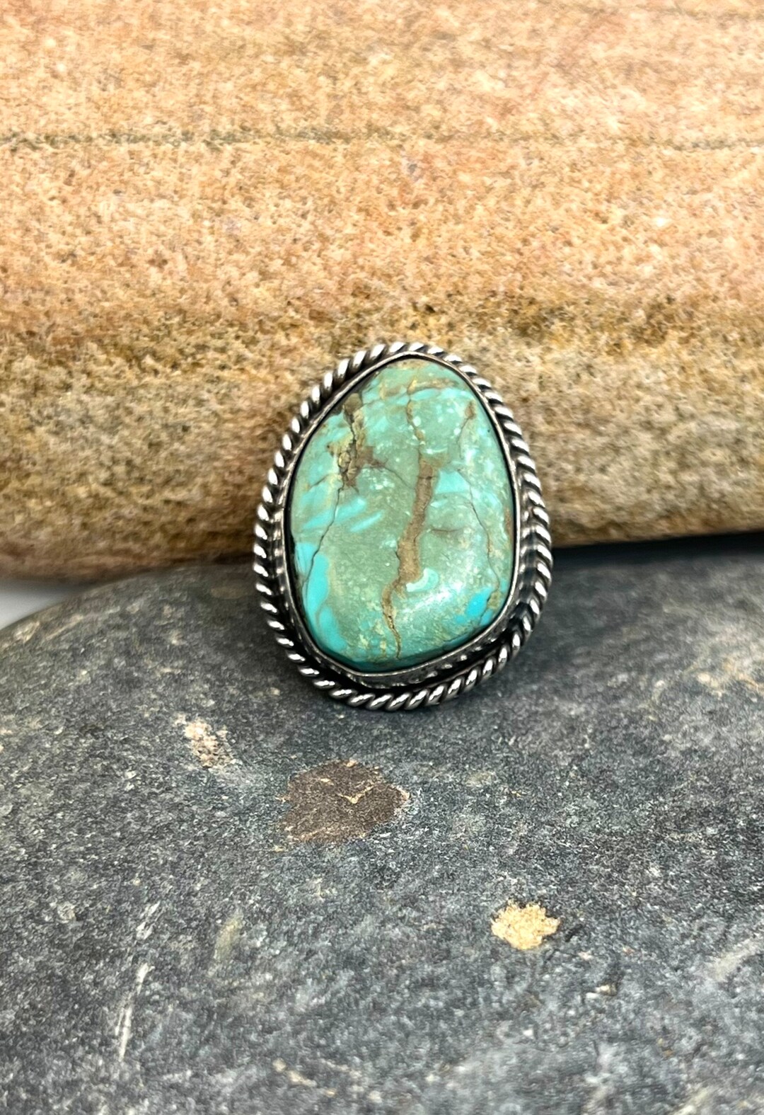 Vintage Navajo Handmade Sterling Silver Natural Untreated Turquoise ...