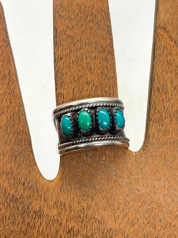 Vintage Signed Navajo Sterling Silver Turquoise Mu