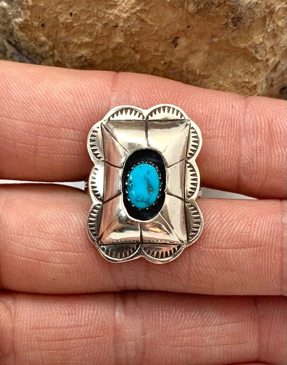 Vintage Navajo Sterling Silver Genuine Blue Turquo