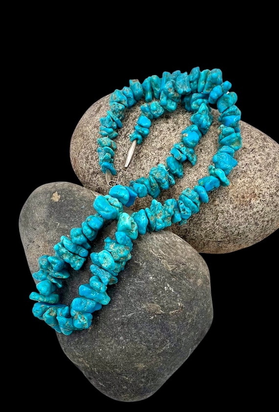 Vintage Handmade Navajo Blue Turquoise Nugget Bead