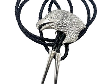 Silver Cloud Southwest Sterling Silver Eagle Black Bolo Tie, Bolo, Southwestern Bolo, Sterling Bolo, Eagle Bolo, Bird Bolo, Bolo Tie, Bolo