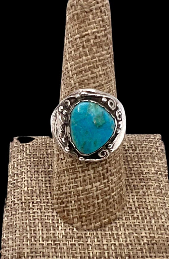 Arthur J Williams Navajo Native American Sterling Silver Turquoise Ring 9.25-9.5, Turquoise Ring, Navajo Ring, Navajo Turquoise Ring