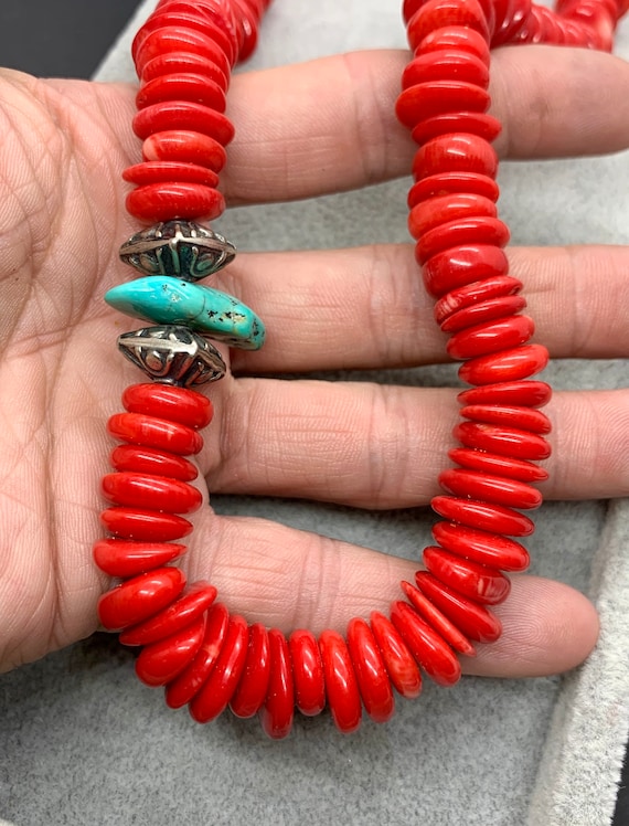 Southwestern Sterling Silver Turquoise Coral Chunk