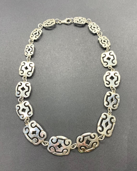Signed ATI Mexico Heavy Sterling Silver Bib Choker