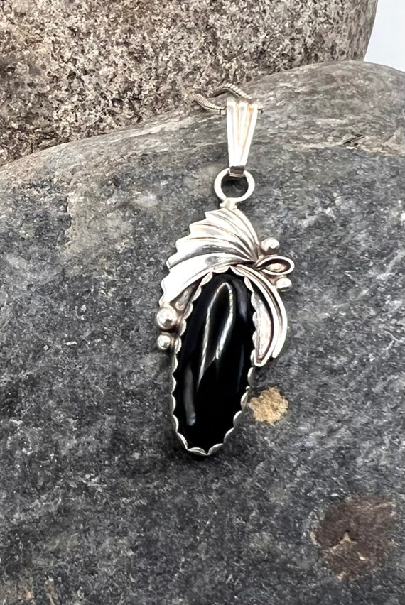 Morningstar Signed Navajo Sterling Silver Black On