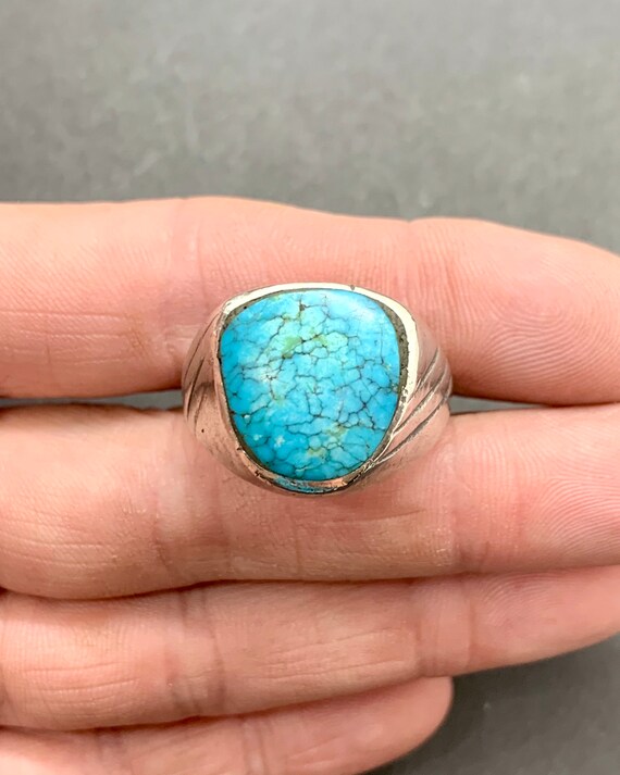 Vintage Navajo Sterling Silver Blue Spiderweb Turq