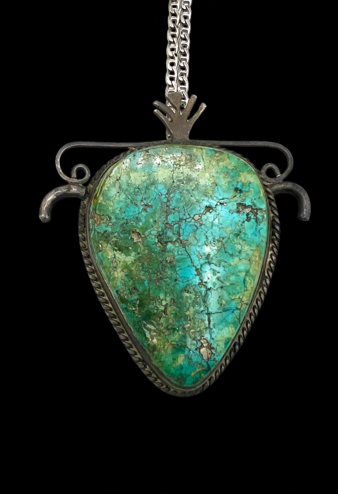 Vintage Navajo Handmade Sterling Silver Natural Turquoise Bolo Slide ...