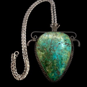 Vintage Navajo Handmade Sterling Silver Natural Turquoise Bolo Slide ...