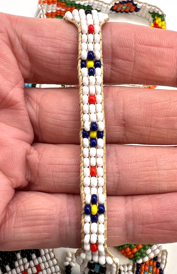 Antique Navajo Handmade Multicolored Seed Bead Th… - image 6
