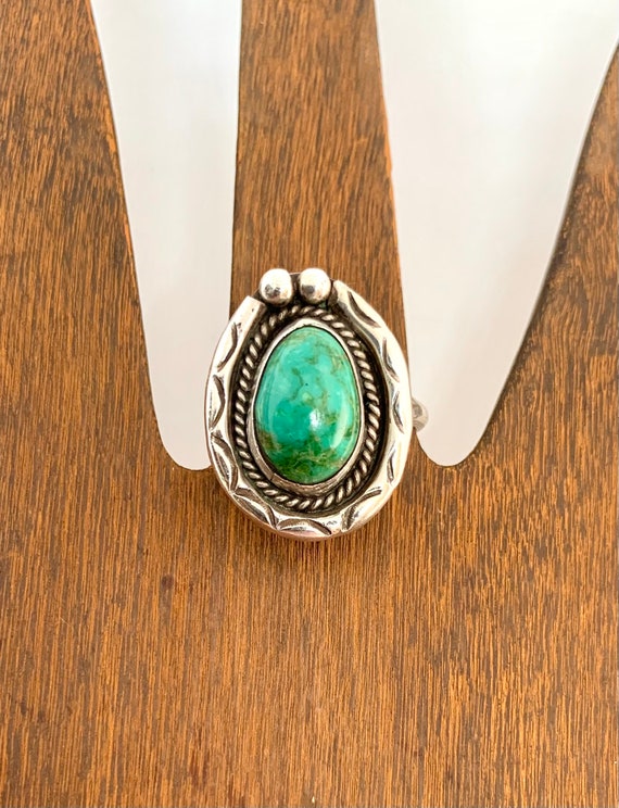 Vintage Navajo Southwestern Sterling Silver Green