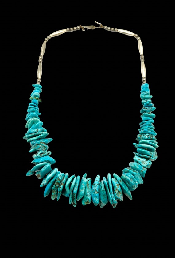 Vintage Handmade Navajo Pearl Silver Natural Blue Tur… Gem