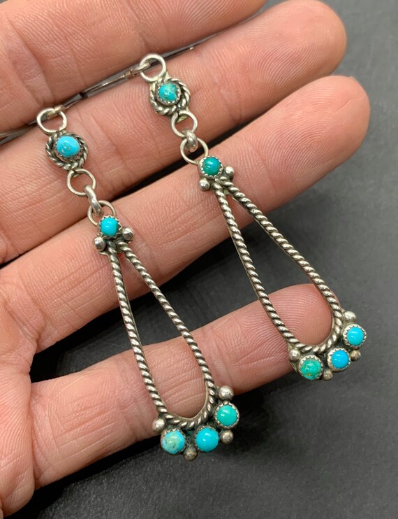 Vintage Zuni Sterling Silver Turquoise Snake Eye P