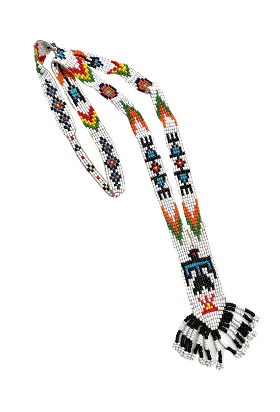 Antique Navajo Handmade Multicolored Seed Bead Th… - image 1
