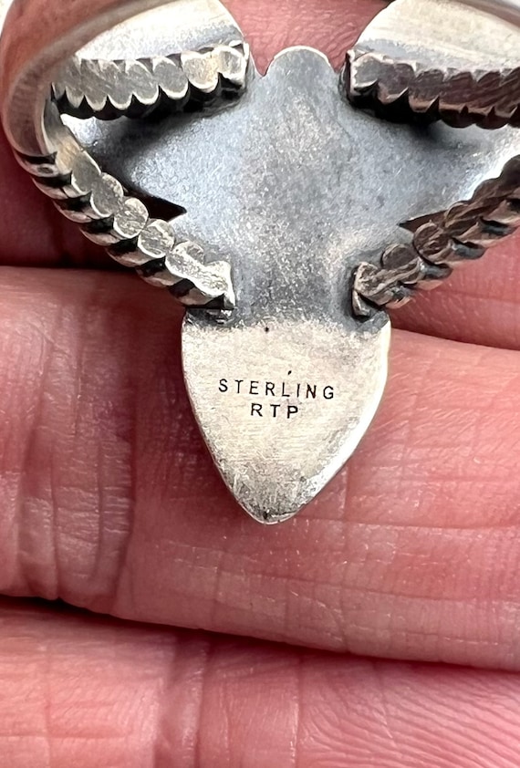 Signed Navajo Handmade Sterling Silver Natural Tu… - image 7