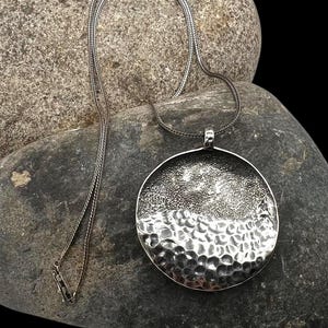 Silpada N1496 Retired Sterling Silver Large Hammered Pendant Necklace, Silpada Necklace, Silpada Pendant, Silpada Jewelry