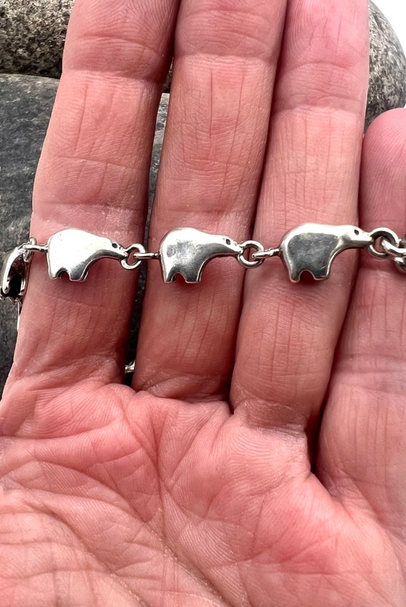 Navajo Style Sterling Silver Spirit Bear Link Bra… - image 2