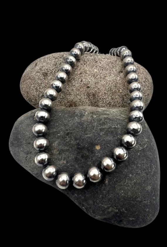 Navajo Handmade 14mm Navajo Pearl Sterling Silver 