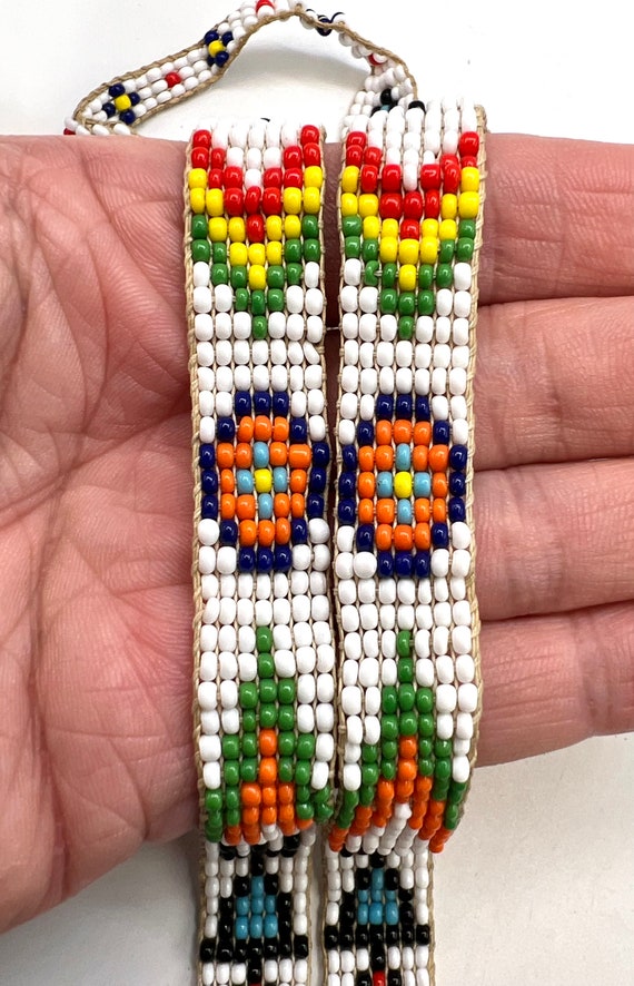Antique Navajo Handmade Multicolored Seed Bead Th… - image 4