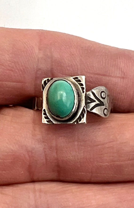 Vintage Fred Harvey Era Green Jade Ring Size 5, Collectible