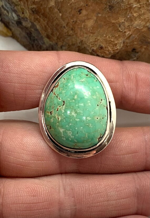 Sterling Silver and Turquoise Stone Navajo Inspired Ring Feathers Flower
